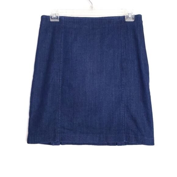 J. Jill Denim Mini Blue Jean Skirt Button Detail Women's Size 10 - Picture 1 of 8